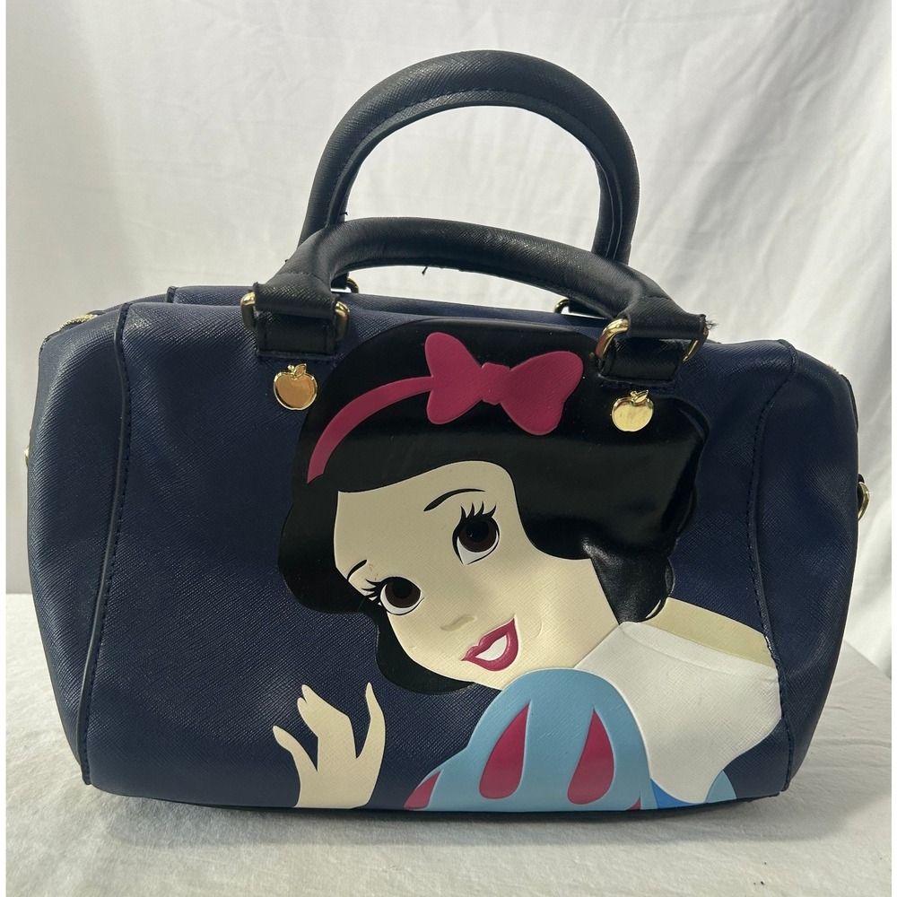 Loungefly Disney Snow White Navy Blue Saffiano Satchel Crossbody Bag Apple #975